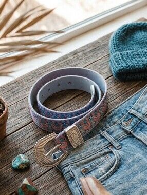 Vintage Nuovo Teal Pink Southwestern Print Belt